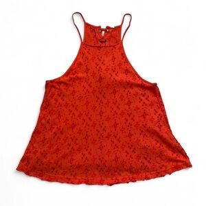 Free People Orange Floral Tank Top